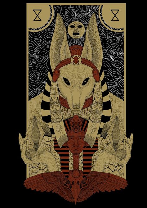 Working With Anubis, Anubis Art Illustration, Anubis Illustration, Tattoo Reference, Egyptian Mythology, Dark Feminine, Tarot Cards, Egypt, Tattoo Ideas