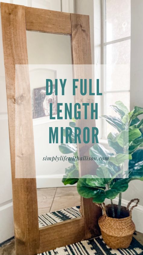 Looking to spruce up your home on a budget? Check out this super fun and easy DIY project to create a full length mirror that will make your space look fabulous! Farmhouse Full Length Mirror, Walmart Mirror, Mirror Wooden Frame, Framed Full Length Mirror, Dorm Room Necessities, Diy Rustic Farmhouse, Cheap Mirrors, Floor Length Mirror, Diy Farmhouse Style