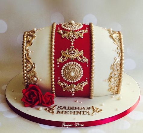 Instagram Dhol Cake, Mehndi Cake, India Cakes, Mehndi Party, Indian Theme, Silver Cake, Cake Inspo, Indian Wedding Cakes, Baptism Cake