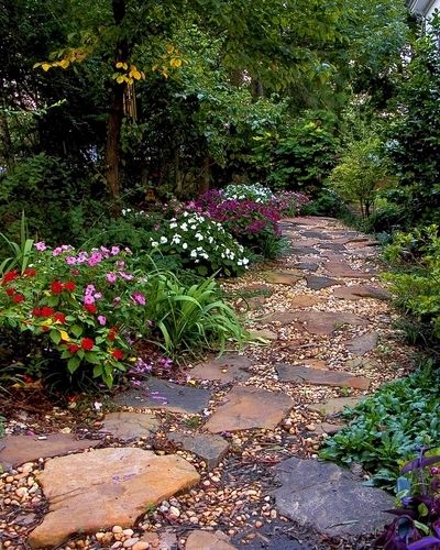 material outdoor walkways | Walkways Benefit From Range Of Building Materials And Outdoor Heating ... Pathway Landscaping, Walkways Paths, Garden Walkway, Garden Shrubs, Stone Path, Have Inspiration, Garden Pathway, Plants And Flowers, Gorgeous Gardens