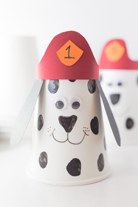 Dalmation Fire Dog Craft, Firefighter Crafts For Toddlers, Fire Prevention Crafts, Fire Prevention Week Preschool, Safety Town, Fire Safety Preschool Crafts, Fireman Crafts, Fire Safety Crafts, Dog Classroom