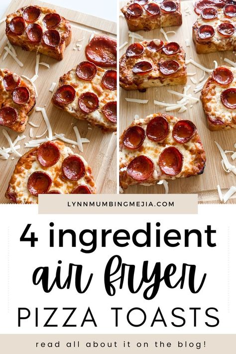 4 Ingredient Easy Air Fryer Pizza Toasts! | Lynn Mumbing Mejia Air Fryer Lunch Ideas, Ideas For Kids Lunch, Air Fryer Lunch, Toast Air Fryer, Pizza Toast Recipe, Dinner Air Fryer, Air Fryer Pizza, Pizza Toast, 10 Minute Meals