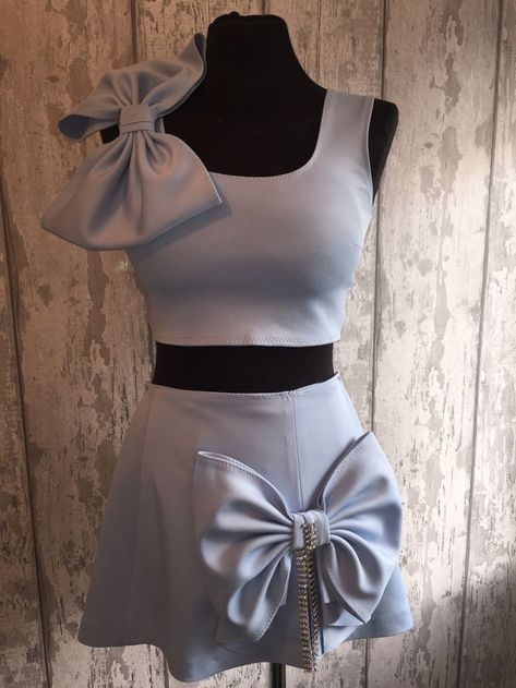 Flower Dress Design, Scuba Top, Teenage Dress, Diy Summer Clothes, Skirt With Split, Bow Crop Tops, 2piece Outfits, Bow Skirt