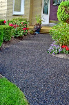 Residential Walkway & Entrance by Rubaroc Rubber Safety Surfacing traditional outdoor products Rubber Walkway Paths, Rubber Mulch Walkway, Rubber Walkway, Backyard Pathway, Outdoor Rubber Flooring, Front Path, Pathway Ideas, Playground Landscaping, Landscaping Around Trees