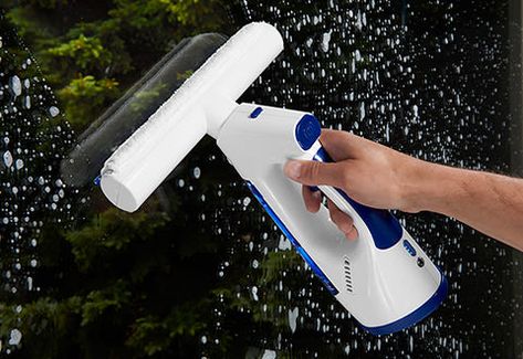 Cordless Window Vacuum @ Sharper Image Glass Cleaning Solution, Window Squeegee, Hodge Podge, Water Reservoir, Clear Windows, Sharper Image, New Home Designs, Clean Microfiber, Window Cleaner