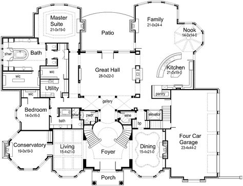 U10612R | Texas House Plans - Over 700 Proven Home Designs Online by Korel Home Designs Grand Staircase Floor Plan, House Plans 2 Master Suites, Basement Theatre, Texas House Plans, 6 Bedroom House Plans, Luxury Floor Plans, Nice Kitchen, Mansion Floor Plan, 6 Bedroom House