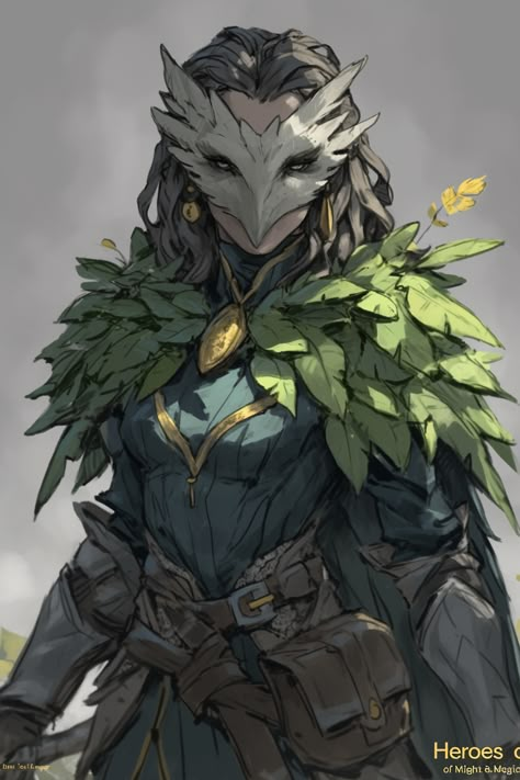 Ranger Rogue Dnd, Nordic Dnd Character, Owl People Character Design, Druid Armor Female, Dnd Primordial, Dragonborn Ranger Female, Winter Ranger Dnd, Woodland Character Design, Aarokakra Dnd