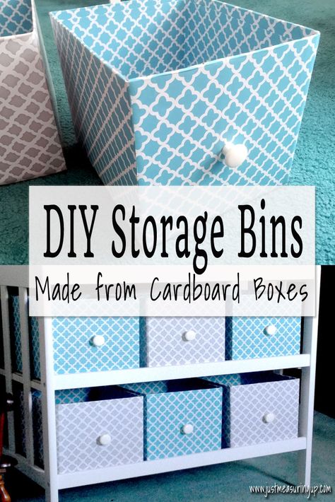 How to Make Storage Bins from Cardboard  | #InspirationSpotlight Diy Storage Bins, Cardboard Box Diy, Organiser Son Dressing, Cardboard Storage, Clothes Toys, Diy Storage Boxes, Úložný Box, Mason Jar Crafts Diy, Craft Room Storage