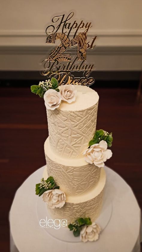 elegacakesbyhelen on Instagram: They wanted a simple - elegant island print cake for Dianne's 21st. Can't go wrong with a white on white stencil print....finished off… Wedding Cakes Gold, Stencil Print, Stencil Printing, White On White, Print Finishes, Simple Elegant, Here Comes The Bride, Wedding Cakes, Cake