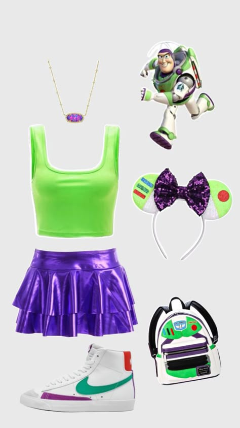 BUZZLIGHT YEAR Cute Toy Story Halloween Costumes, Disneybound Outfits Toy Story, Disney Bounding Buzz Lightyear, Toy Story Pep Rally, Duo Disney Bounding, Cute Disney Character Outfits, Buzz Halloween Costume Women, Easy Disney Bounding Outfits, Buzz Lightyear Disney Outfit