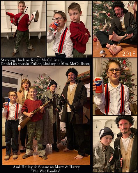 Home Alone Costume Kids, Christmas Vacation Family Costumes, Holiday Character Day, Home Alone Trunk Or Treat, Harry And Marv Home Alone Costume, Kevin Mccallister Costume, Home Alone Costume Ideas, Christmas Movie Characters Costumes Diy, Christmas Movie Costume Ideas