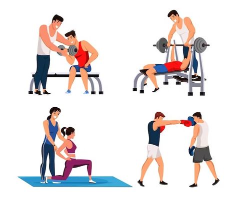 Fitness trainer Vectors & Illustrations for Free Download | Freepik Woman Athlete, At Gym, Bench Press, Fitness Trainer, Weight Training, Athletic Women, Stretching, Premium Vector, Boxing