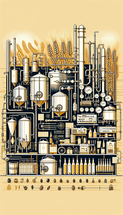 beer styles, types of beer, craft beer Beer Illustration Art, Beer Mural, Beer Mural Art, Brewery Poster Design, Clean Illustration, Beer Museum, Brewery Process Illustration, Beer Artwork, Beer Factory