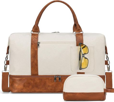 Amazon.com: Weekender bag weekender bags for women weekennder bag with shoe compartment Travel Duffel Bag overnight bags (beige) : Clothing, Shoes & Jewelry Amazon Weekender Bags, Best Travel Luggage For Women, Weekender Bags For Women, Weekend Bags For Women, Womens Weekender Bag, Beige Clothing, Bag With Shoe Compartment, Best Travel Luggage, Best Suitcases