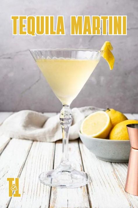 Give your Martini a little kick with this Southwestern-styled version of the classic cocktail. Martini With Tequila, Mezcal Espresso Martini, Popular Martinis, Tequila Martini, Gin Martini With A Twist, Tito’s Espresso Martini, Dry Vermouth, Martini Recipe, Martini Recipes