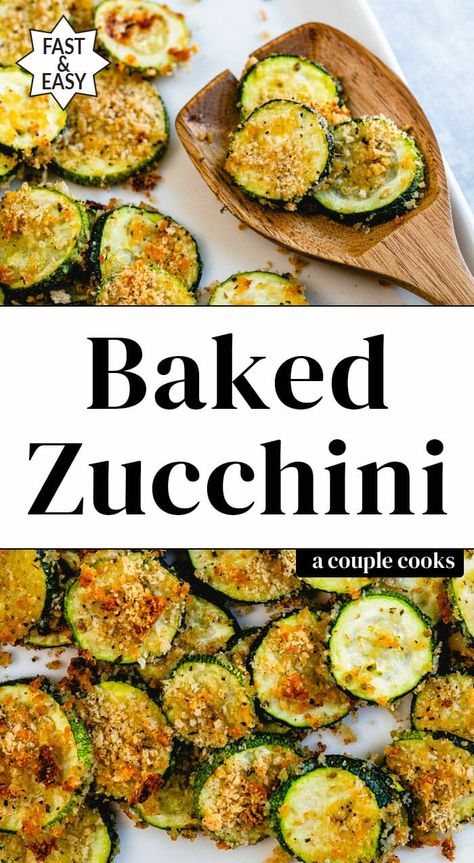 This baked zucchini is so easy to make, covered in a light coating of crunchy breadcrumbs and Parmesan! This veggie is at its best roasted in a hot oven. #zucchini #bakedzucchini #roastedzucchini #vegetable #easy #sidedish #vegetarian Oven Zucchini, Oven Roasted Zucchini, Zucchini In The Oven, Vegan Brunch Recipes, Winter Salad Recipes, Salad Dressing Recipes Healthy, Recipes Healthy Dinner, Overnight Oats Recipe Healthy, Baked Zucchini