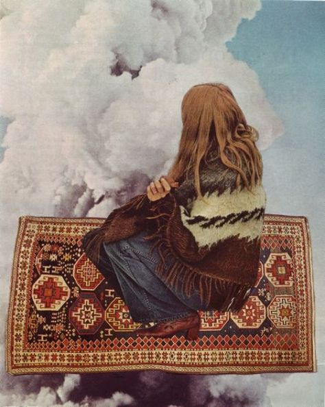 Magic Carpet by Beth Hoeckel | artsy forager #art #collage Beth Hoeckel Collage, Beth Hoeckel, Eckart Tolle, Flying Carpet, Magic Carpet, Figurative, Collage Art, The Sky, Surrealism