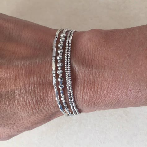 Daisy Stamp Karen Hill Tribe Thai Silver Beaded Stacking | Etsy Silver Dainty Beaded Bracelet, Silver Dainty Beaded Bracelets, Dainty Handmade Silver Beaded Bracelets, Silver Beaded Casual Bracelet, Silver Metal Dainty Beaded Bracelets, Bracelet Layering, Jewelry Inspo Silver, Jewelry Layering, Bead Bracelet