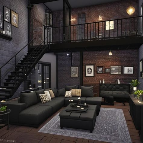 Loft Home Sims 4, Sims Luxury Apartment, Feminine Loft Apartment, Sims Loft Apartment, Modern Living Room Sims 4, Dream Loft Apartment, Modern Apartment Sims 4, Sims Modern Living Room, Sims 4 Luxury Living Room