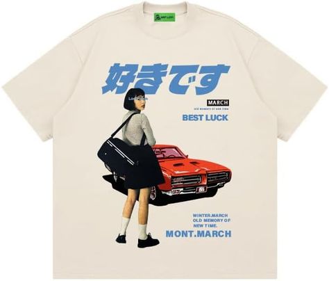 【JAPANESE HARAJUKU STYLE】 This casual shirt puts a retro spin on it, featuring a Japanese street aesthetic pattern with cars and letters in a vintage yet stylish design, creating a fashionable style that combines vintage and modern.
OVERSIZED FIT This oversized short sleeve is loose and comfortable for all body types, with a cozy design that allows you to move freely without restriction.
PURE COTTON FABRIC This graphic tee is made of pure cotton fabric, which gives you a good wearing experience. Japanese Shirt Design, Film Tshirt, Japanese Streetwear Fashion, Harajuku Shirt, Street Aesthetic, Noodle Bar, Japanese Shirt, Life Vision, Streetwear Shirts