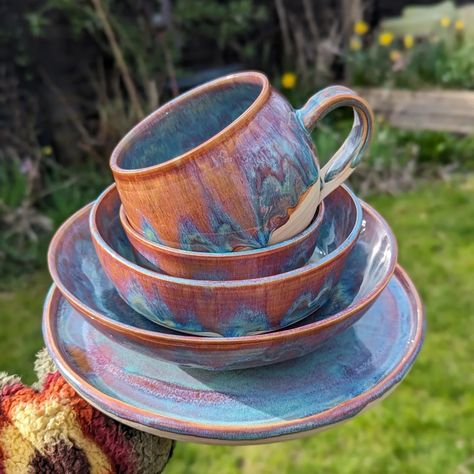 A set all in the same glaze! Plate, pasta bowl, cereal bowl, snack bowl and mug! #pottery #pottersofinstagram #ceramicsofinstagram #ceramics #dinnerware #dinnerset #colourfulhome #maximalism #shopsmallcambridge #indiecambridge #shopsmalluk #etsyseller #etsyuk @besocialdirectory Ceramic Pasta Bowl, Pottery Pasta Bowls, Cereal Bowl Pottery, Pottery Pasta Bowl, Handmade Pottery Pasta Bowls, Ceramic Cereal Bowls Handmade, Snack Plate, Snack Bowls, Pasta Bowls