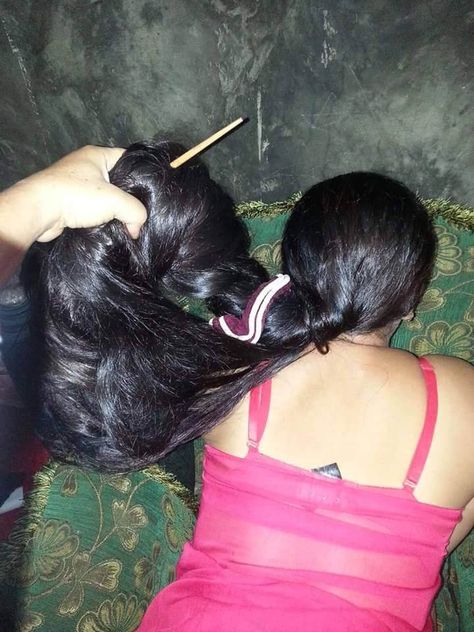 . Daaru Party Pic, Indian Long Hair Braid, Long Hair Images, Big Bun Hair, Long Indian Hair, Big Bun, Long Silky Hair, Hair Pulling, Playing With Hair