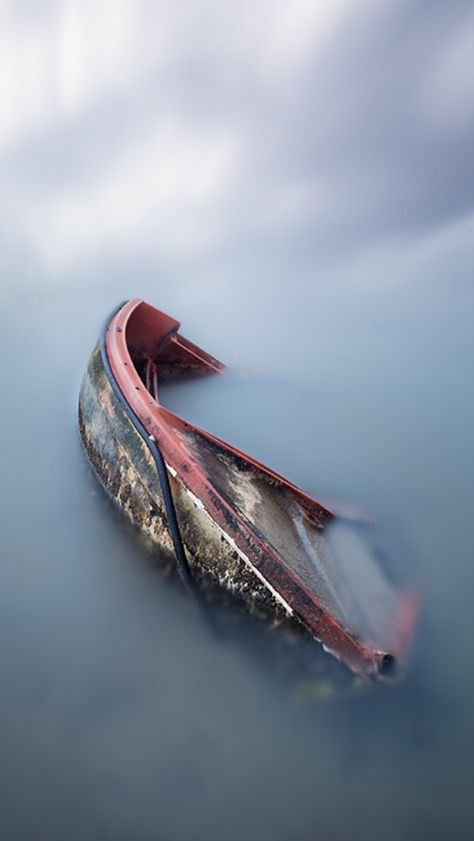 Sunken Ship Aesthetic, Boat Sinking, Sinking Boat, Boat From Above, Fishing Boats Photography, Sunken Boats, Abandoned Ruins, Boat In Middle Of Ocean, Beautiful River