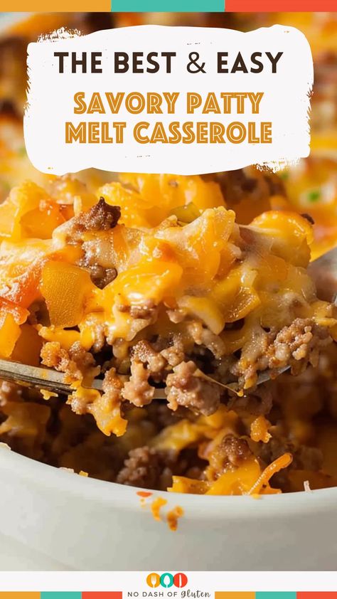 Savory Patty Melt Casserole Patty Melt Casserole, Patty Melt Sauce Recipe, Best Spaghetti Recipe, Breadcrumb Topping, Ground Beef Seasoning, Carmelized Onions, Gluten Free Travel, Patty Melt, Edible Creations