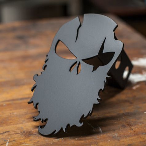 Punisher — Kempter Kustoms Bearded Warrior, Ford Ranger Truck, Cnc Art, Trailer Hitch Cover, Hitch Cover, Cnc Projects, Cadeau Diy, Steel Art, Metal Shop