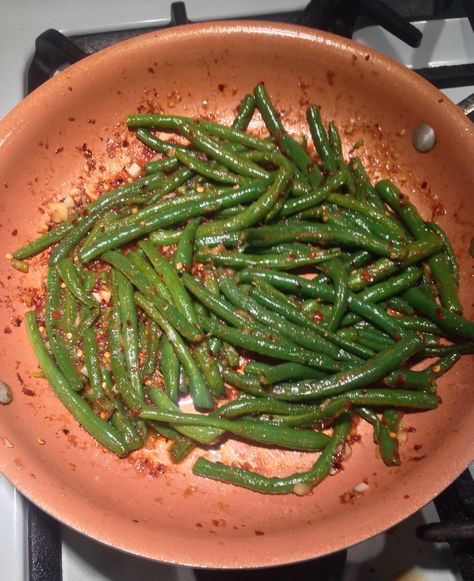 Pf Changs Spicy Green Beans Recipe - Genius Kitchen Pf Changs Green Beans, Sauteed Garlic Green Beans, Spicy Green Bean Recipes, Szechuan Green Beans, Stir Fry Green Beans, Spicy Green Beans, Fried Green Beans, Garlic Green Beans, Veggie Tales