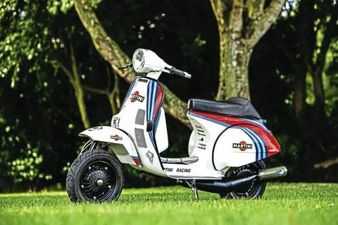 Scootering classics: Vespa 220LC Martini Street Racer - Scootering Magazine Vespa Martini, Street Racer, Classic Vespa, Lancia Delta, Rally Car, Water Cooler, Water Pumps, Martini, Number One