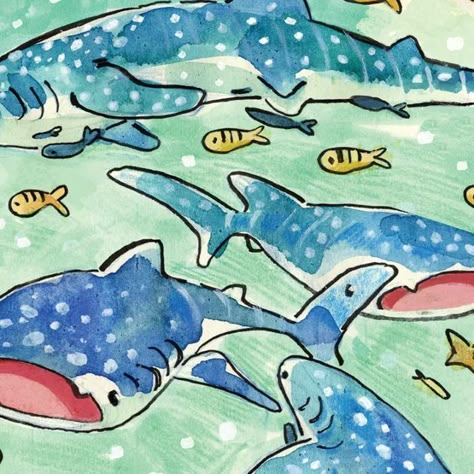 Wale Shark Art, Whale Shark Coloring Page, Whale Sharks Aesthetic, Whale Shark Print, Whale Shark Drawing Cute, Whale Shark Watercolor, Whale Shark Doodle, Whale Shark Pfp, Whale Shark Outline