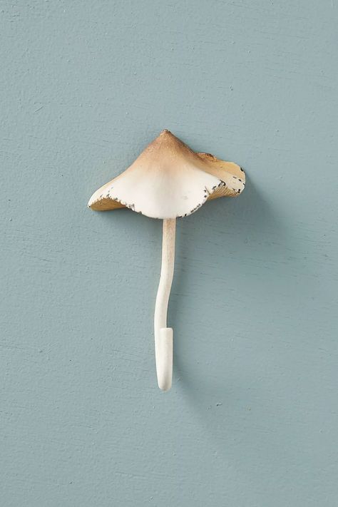 Mushroom Wall Hook | Anthropologie Unique Cabinets, Galvanized Iron, Iron Hook, Mushroom Decor, Indoor Outdoor Pillows, Creative Living, Hand Poured Candle, Wall Storage, Contemporary Home