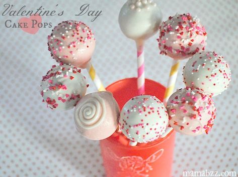 Valentine's Day Cake Pops from MamaBuzz Cake Pop Maker Recipes, Donut Pops, Valentines Marshmallow Pops, Babycakes Recipes, Kids Valentines Party, Babycakes Cake Pop Maker, Cherry Chip Cake, Valentine Snacks, Make Cake Pops