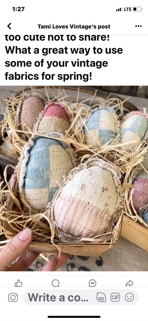 Stuff Made From Old Quilts, Stuffed Easter Eggs, The Halsey Homestead, Repurpose Quilts Ideas, Quilted Easter Eggs, Vintage Easter Eggs, Quilted Egg, Easter Fabric Crafts, Quilt Crafts