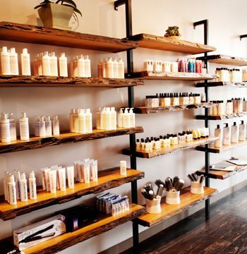 : Hawthorn Salon. organic shelving Chiro Office, Hair Salon Interior Design, Office Decore, Beauty Salon Interior Design, Esthetics Room, Hair Salon Interior, Store Room, Salon Suites, Beauty Salon Interior