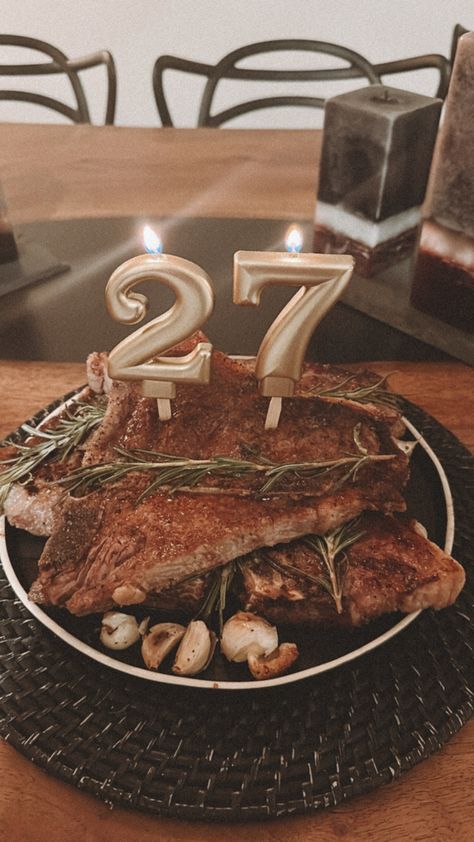 Steak Birthday Cake, Steak Cake Birthday, 24th Birthday Ideas For Him, Steak Cake, 27 Birthday Ideas, Bro Birthday, Birthday Man, Lil Bro, 27th Birthday