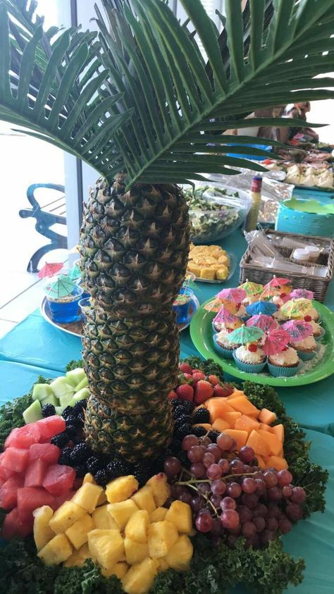 Palm Tree First Birthday, Palm Tree Charcuterie Board, Pinapple Tree, Aloha Birthday, Beach Ball Birthday, Palm Tree Fruit, Pineapple Palm Tree, Hawaiian Girl, Fruit Trays