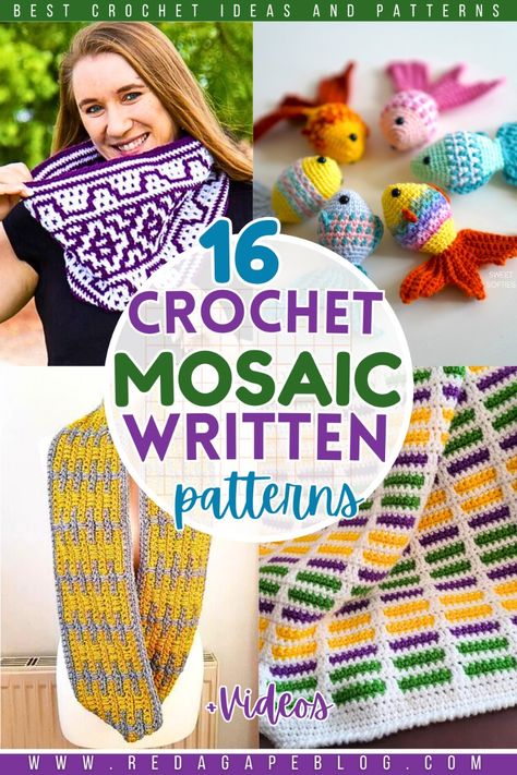 Find some best free crochet mosaic patterns for both beginners and experts. Beginner Mosaic Crochet Patterns Free, Mosaic Crochet Tutorials, Crochet Mosaic Pattern Free, Free Mosaic Crochet Patterns, Mosaic Crochet Patterns Free, Mosaic Crochet Patterns, Free Mosaic Patterns, Easy Mosaic, Crochet Mosaic