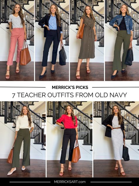 High-Waisted StretchTech Wide-Leg … curated on LTK Modern Teacher Outfits, Teacher Outfit, Teacher Outfits, The New School, New School Year, Outfit Posts, Modest Outfits, Work Outfit, Old Navy