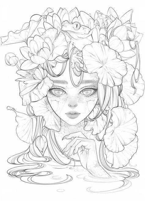 Manga Coloring Book, Fantasy Princess, Mermaid Coloring Pages, Coloring Book Art, 영감을 주는 캐릭터, Anime Sketch, Drawing Base, A Drawing, الرسومات اللطيفة