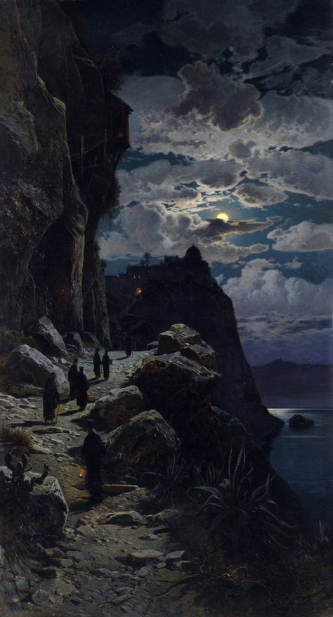 ‘Walk of the monks to Mount Athos’ by Hermann David Salomon Corrodi (1875) 동화 삽화, Rennaissance Art, History Painting, Italian Painters, Wow Art, The Monks, Aesthetic Painting, Painting Wallpaper, Classical Art