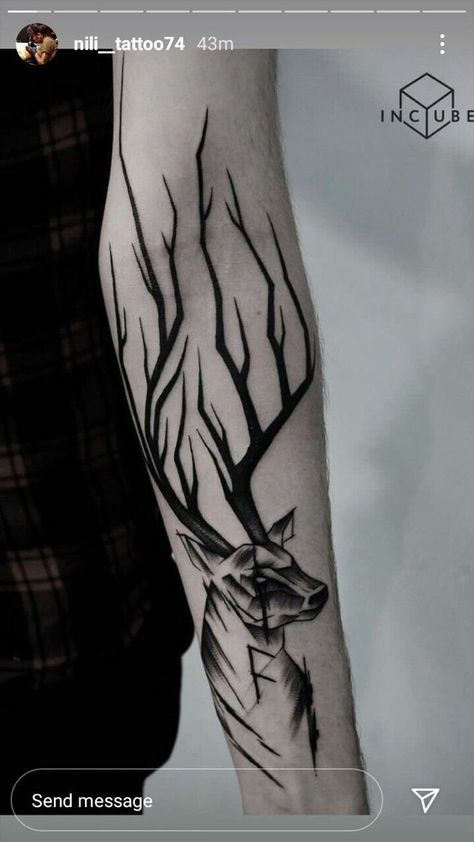 Simbols Tattoo, Elk Tattoo, Deer Tattoo Designs, Bow Tattoo Designs, Stag Tattoo, Hunting Tattoos, Sketch Style Tattoos, Tattoo On Forearm, Deer Tattoo