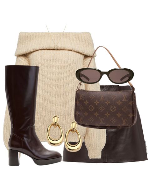 Brown boots, winter outfit, Louis Vuitton Brown Boots Winter Outfit, Luis Vuitton Outfits, Louis Vuitton Outfits Women, Winter Outfits Elegant, Bandeau Outfit, Boots Winter Outfit, Quiet Luxury Fashion, Louis Vuitton Outfits, Elegant Outfit Ideas