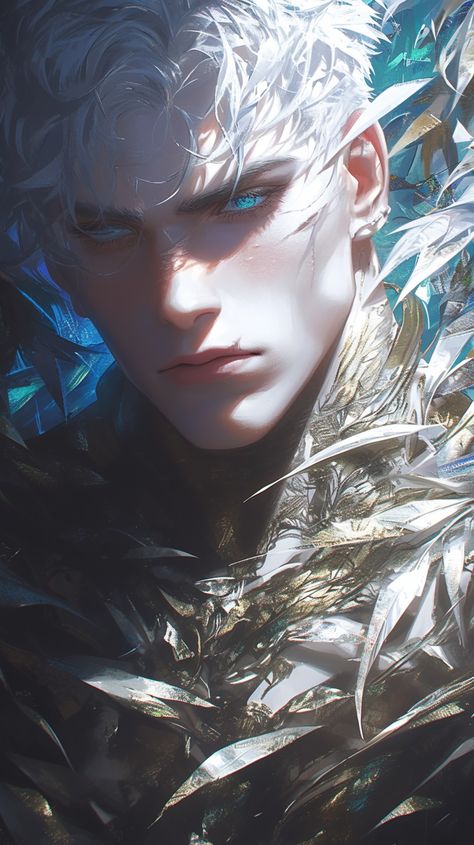 White Haired Man Art, White Hair Male Character Design, White Hair Male Oc, White Hair Oc Male, White Hair Male, Hair Male, Devian Art, Dark Pictures, Dungeons And Dragons Characters