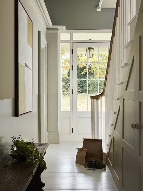 Intelligent Grip™ | Little Greene Stone Hallway, Victorian Paint Colors, Interior Paint Finishes, Black Hallway, Yellow Dining Room, Transitional Spaces, Portland Stone, Beige Paint, Neutral Paint Color