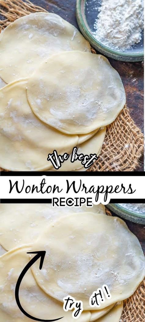 How To Make Wonton Chips, What To Put In Wonton Wrappers, Pot Sticker Wrapper Recipe, Potsticker Wrapper Recipe, Dumpling Sheet Recipe, How To Make Homemade Wonton Wrappers, Chinese Wontons Recipes, Recipes That Use Wonton Wrappers, Dumplings With Wonton Wrappers