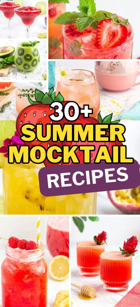 Looking for easy Summer mocktails? You've found them. This collection of alcohol free drinks is perfect for the warmer weather. Alcoholic Summer Drinks, Summer Mocktail Recipes, Pina Colada Mocktail, Summer Mocktail, Frozen Strawberry Margarita, Summer Mocktails, Easy Mocktails, Cocktails Summer, Easy Mocktail Recipes