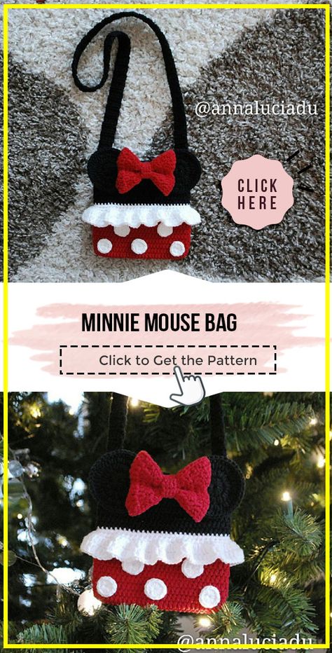 Crochet Mickey Mouse, Minnie Mouse Purse, Minnie Mouse Bag, Purse Patterns Free, Disney Crochet Patterns, Crochet Purse Pattern Free, Free Crochet Bag, Crochet Disney, Crochet Bag Pattern Free