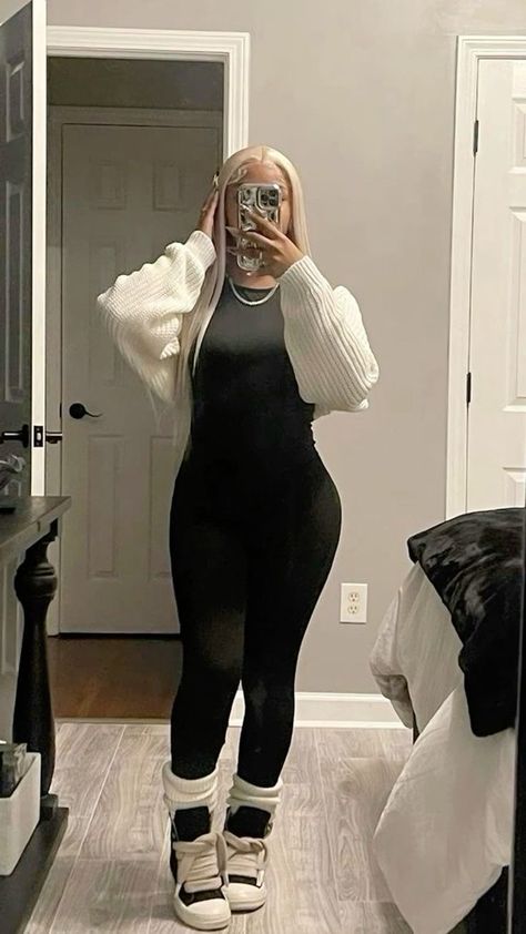 Winter Date Outfit Black Women, Cute Jumpsuit Outfits Black Women, Winter Fit Black Women, Birthday Outfits Black Women Fall, School Winter Outfits Blackgirl, Winter Outfits Blackgirl Baddie Casual, Bodysuit Outfit Black Women, Winter Fits Black Women, Fashion Nova Fits